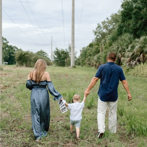 Blue satin maxi dress - Picture 3 of 4